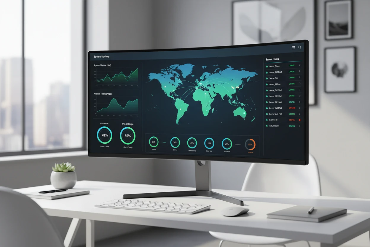 Desktop monitor showing the usage analytics dashboard
